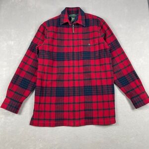 Lauren Ralph Lauren Women's Small Lambswool Full Zip Shacket Plaid Shirt Jacket